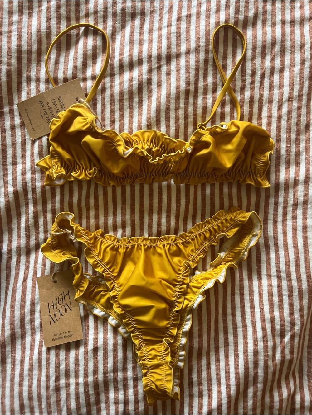 High Noon Mustard Yellow Ruffled Bikini Set